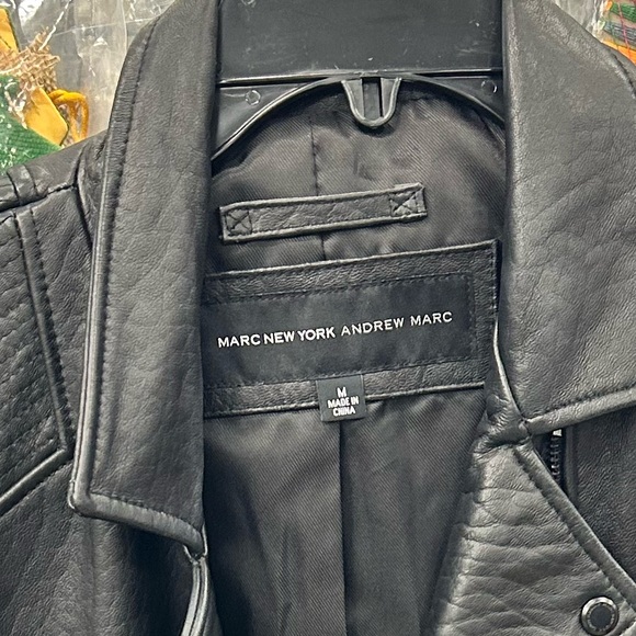 Women’s Marc New York Andrew Marc Black Lambskin Mixed Media Coat Size Medium - Picture 8 of 10